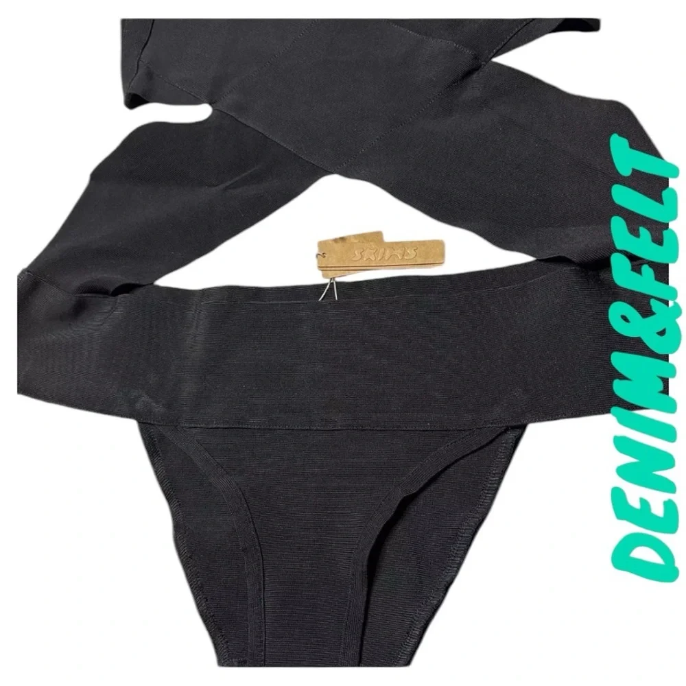 SKIMS Women's Knit Beachwear Bandage Monokini One Piece | Color: Onyx | NEW/NWT!